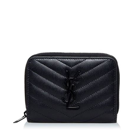 ysl wallet quilted leather zip